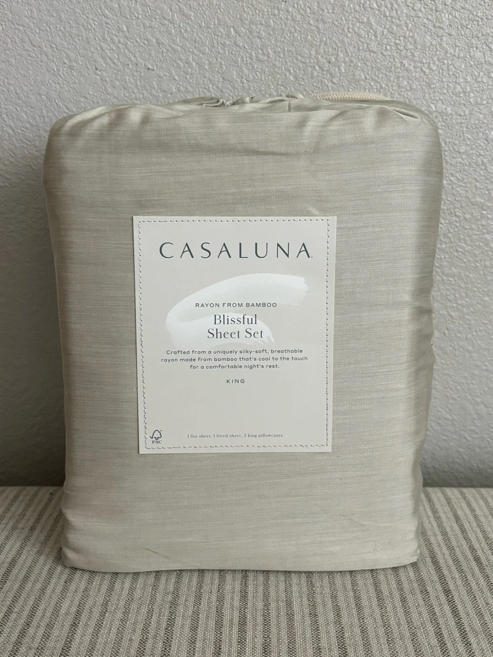 NWT King 400 Thread Count Rayon from Bamboo Sheet Set Light Olive Green Casaluna